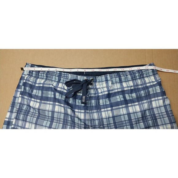 Izod Mens Swim Trunks Size Medium Blue White Plaid NO LINING Read Description - Picture 6 of 16
